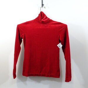 Vintage Skea Shimmies Women's Velvet Turtleneck Red Stretch Top Soft USA Size S